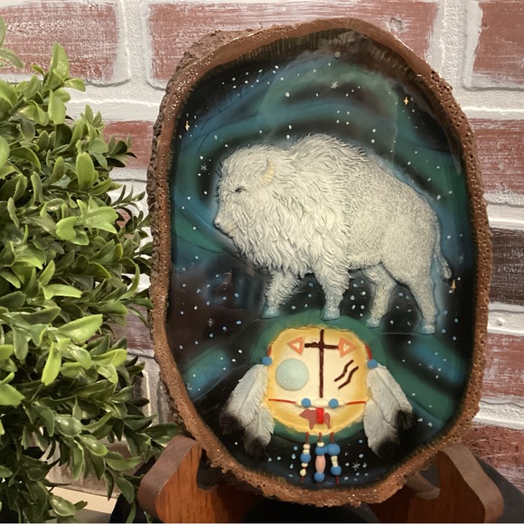 🟡 Stunning Buffalo Indian Headdress Stars & Sky Heavy Resin Wall Decor - Wow - Picture 2 of 11